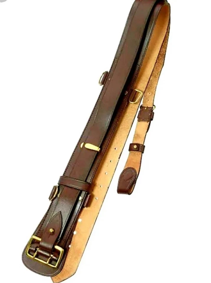 Sam Browne Belt BROWN Genuine Leather Complete British Military Cross Strap Army - Image 3 of 4