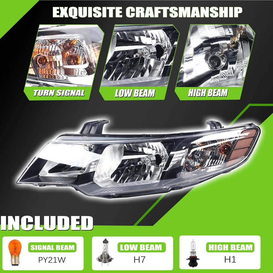 Faros halógenos negros para Kia Forte 2010-2013 faros lado conductor y pasajero Foto 4 de 4