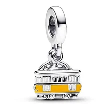 Charms Beads 925 Sterling Silver Double-Decker Bus Dangle Pendant with 5A Cubic