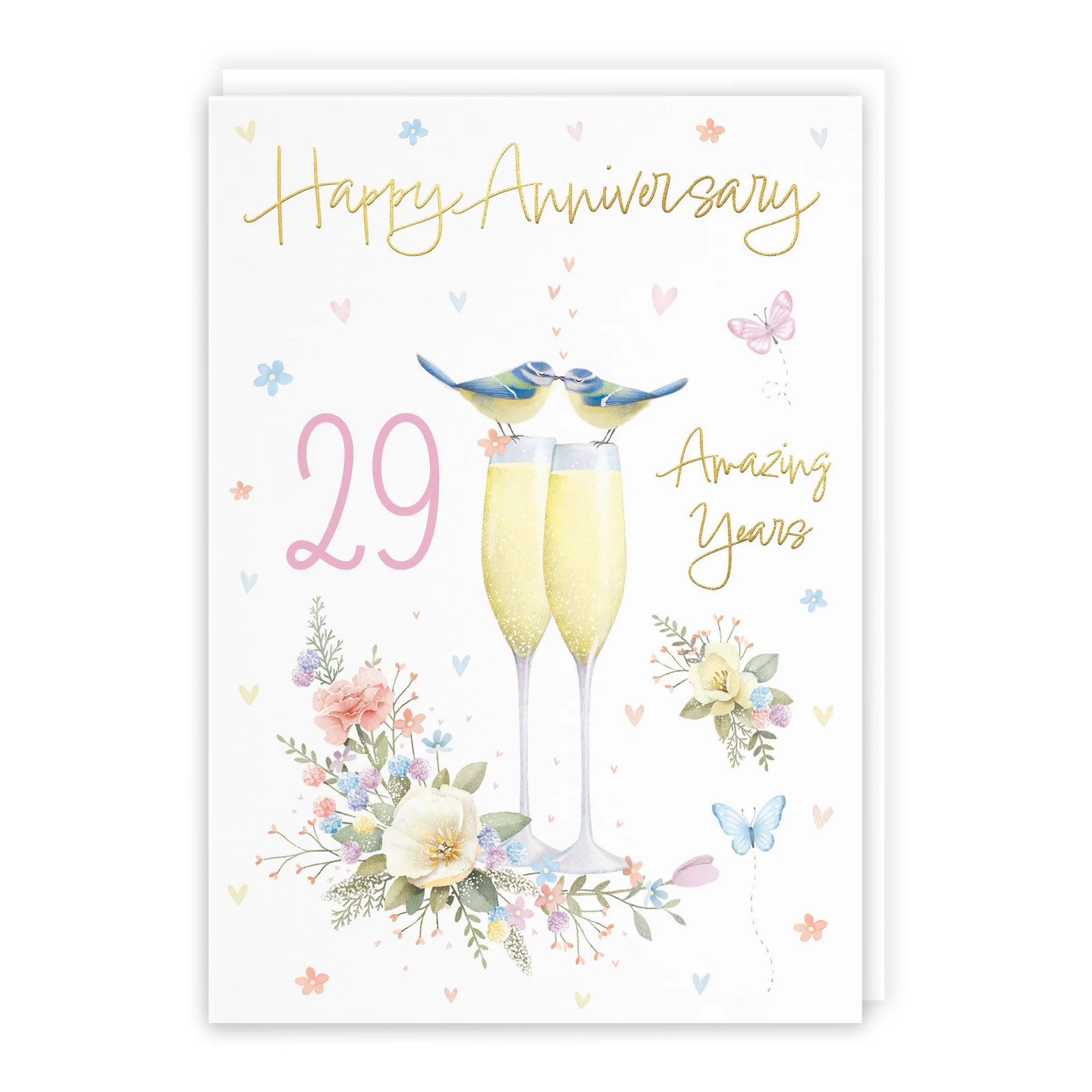 29th Anniversary Card Champagne Flutes Milo's Gallery
