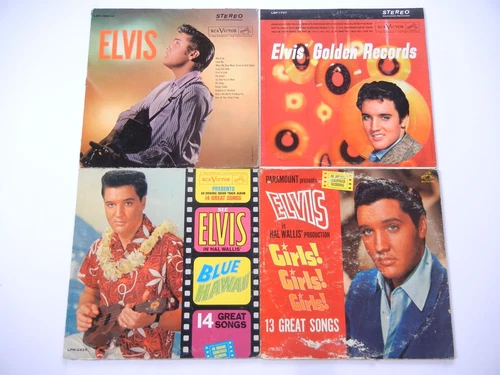 ELVIS PRESLEY 4 LP Vinyl Lot: ELVIS/GOLDEN RECORDS/BLUE HAWAII/GIRLS GIRLS GIRLS