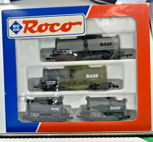 Roco N 24010 4er Set Kesselwagen "BASF" der DB, OVP selten TOP | Zustand: Neu