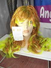 Perücke Wig,Rot,Neon,Lang,Locken,Travestie,D...