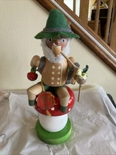 Steinbach Musical Turning Mushroom Picker Pipe Smoker w/ Tag Germany 11"