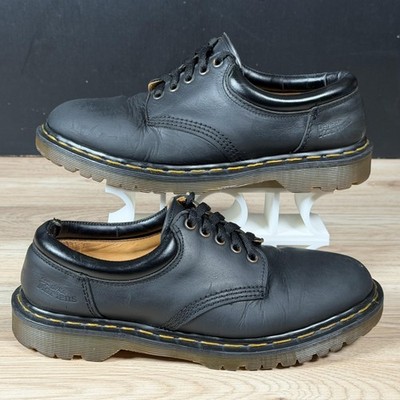Vintage Dr Martens Shoes Men 10 Black Leather 5 Eye Low Top Made In England 8053