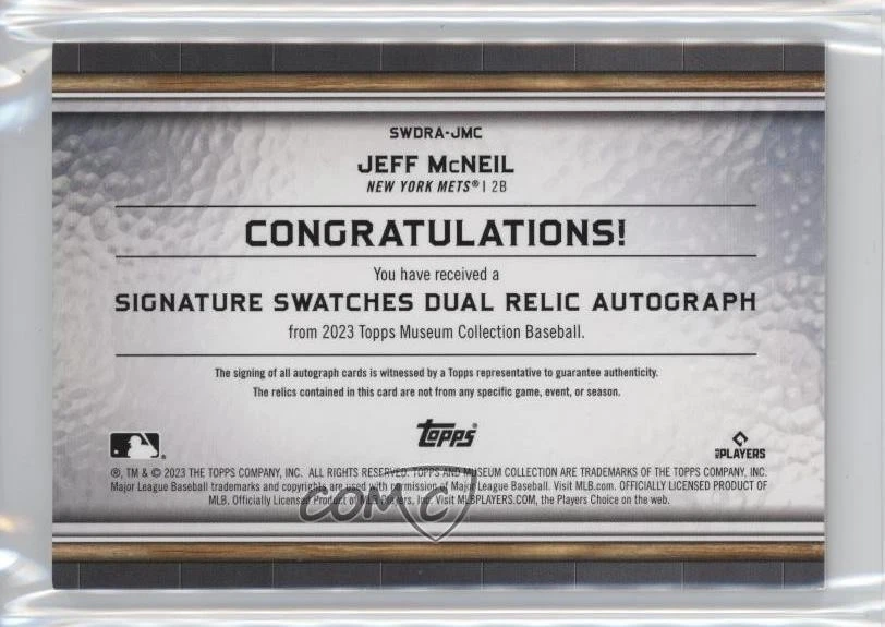 2023 Topps Museum Collection /299 Jeff McNeil #SWDRA-JMC Auto - Image 2 of 2