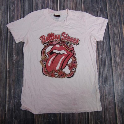 Rolling Stones Cotton On Shirt Womens Large Pink Graphic Band Tee Rock Classic
