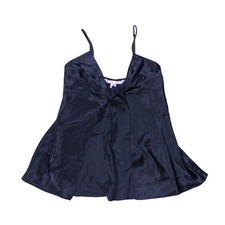 Vintage Victoria's Secret tie front cami chemise black bow tank Y2K silk sz S