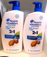 Head and Shoulders Dry Scalp Care Dandruff 2 in 1 Shampoo/Cond.32.1 32 Oz 2-PACK