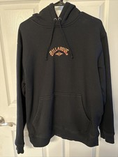 Men  s Billabong Hoodie Black with Logo Size Large Excellent Condition