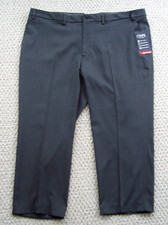 Chaps Performance Men's Gray Pants Size 42x30 Flat Front Stretch Waistband New