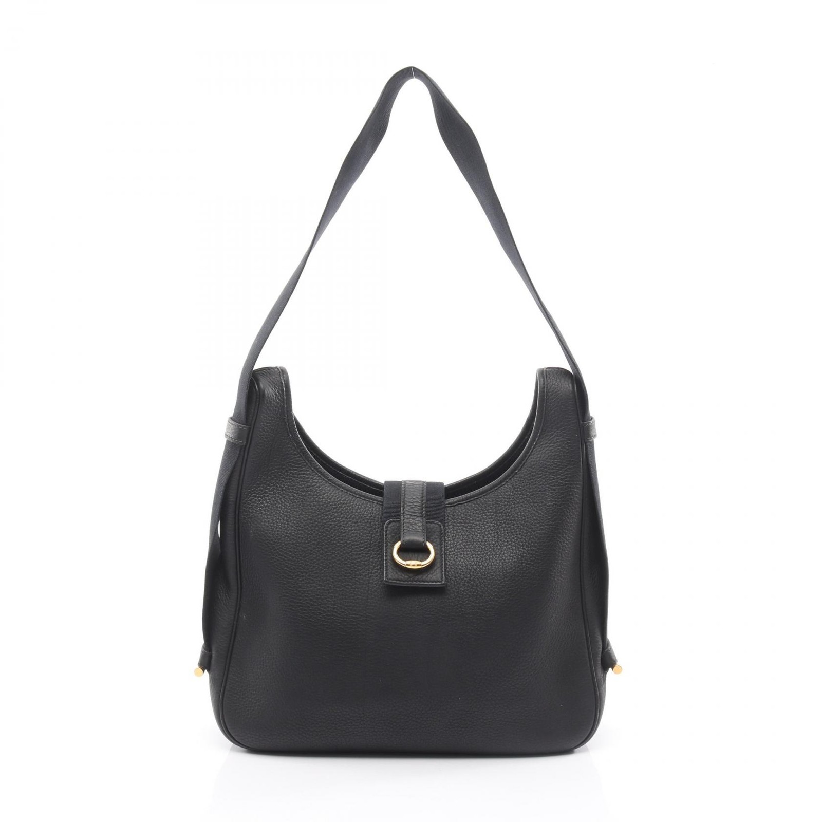 HERMES Saco Shoulder Bag Clemence leather Black Used Women GHW A