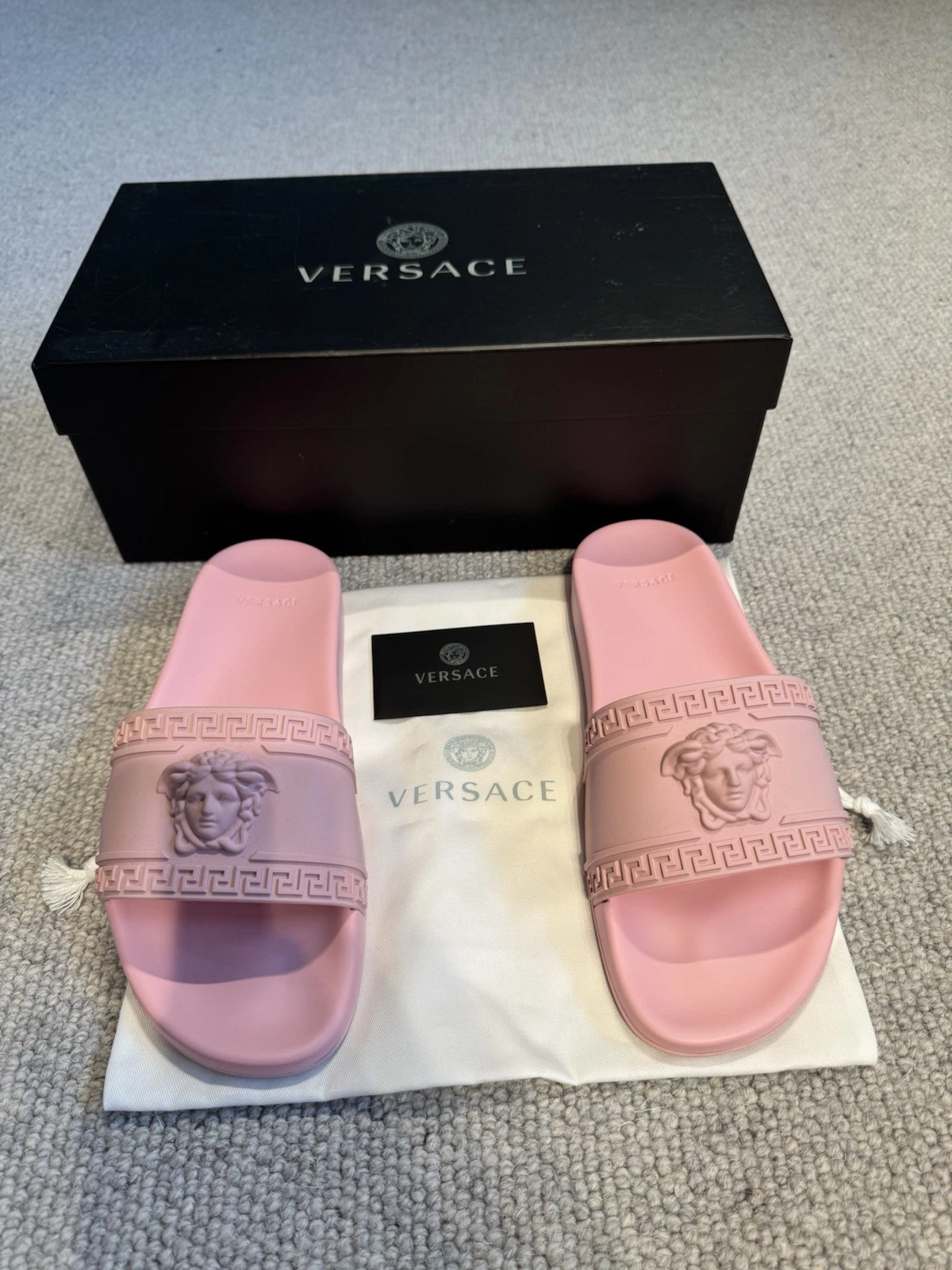 Versace Palazzo Medusa Head Pool Slides English Rose Pink UK 8 EU 42 NIB