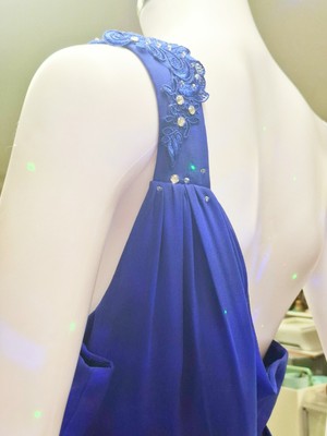 Violet Blue Chiffon Sequinned Greek Goddess One Shoulder Ball Prom Evening  Gown | eBay