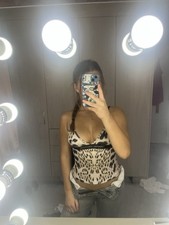 Going Out Top Deep V Neck Leopard Print Women’s Size 6/8 Unbranded Crop Strappy