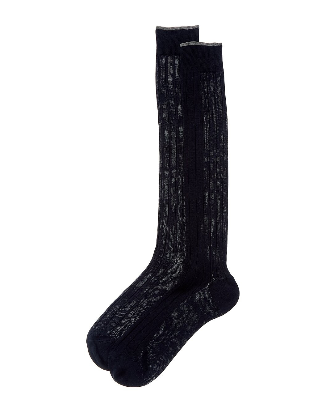 BRUNELLO CUCINELLI MEN'S NAVY AND GRAY RIBBED SOCKS MSRP $325 SIZE S