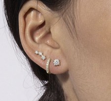 Lot 3 paires boucles d’oreilles fantaisie dorées cristal - neuf