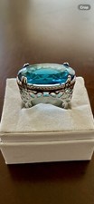 Blue Topaz X-Large Gem 925 Sterling Silver Filigree Ring Size 6