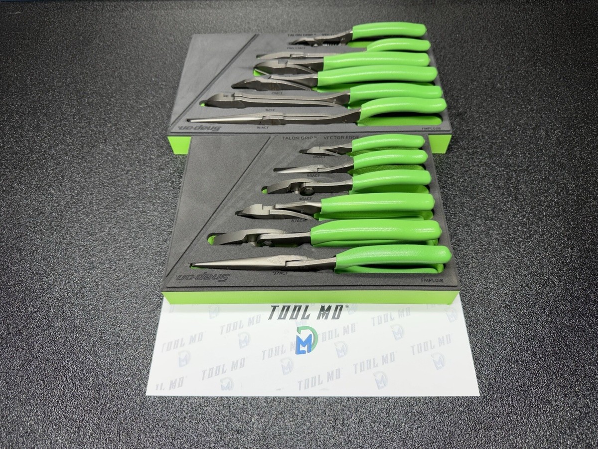 Snap-on Tools USA NEW GREEN 12-Piece Essential Pliers / Cutters