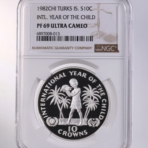 1982CHI Turks IS. S10C Year Of The Child NGC Certified PF 69 Ultra Cameo