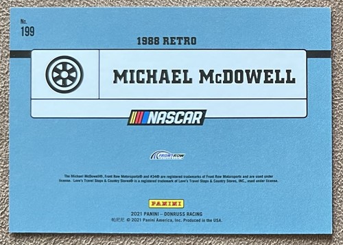 2021 Donruss 1988 Retro Blue #199 Michael McDowell /199 Parallel NASCAR Racing - Bild 2 von 2