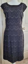 NWOT Tahari Levine Classy Little Black A Line Dress Lace Look Knit Print Sz 8