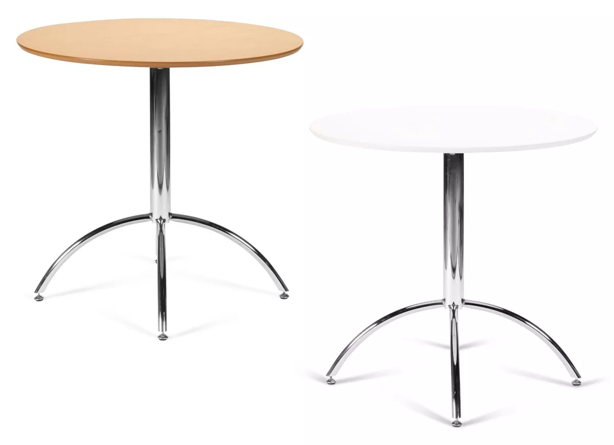 Small Round Kitchen Dining Table White or Natural Chrome Metal