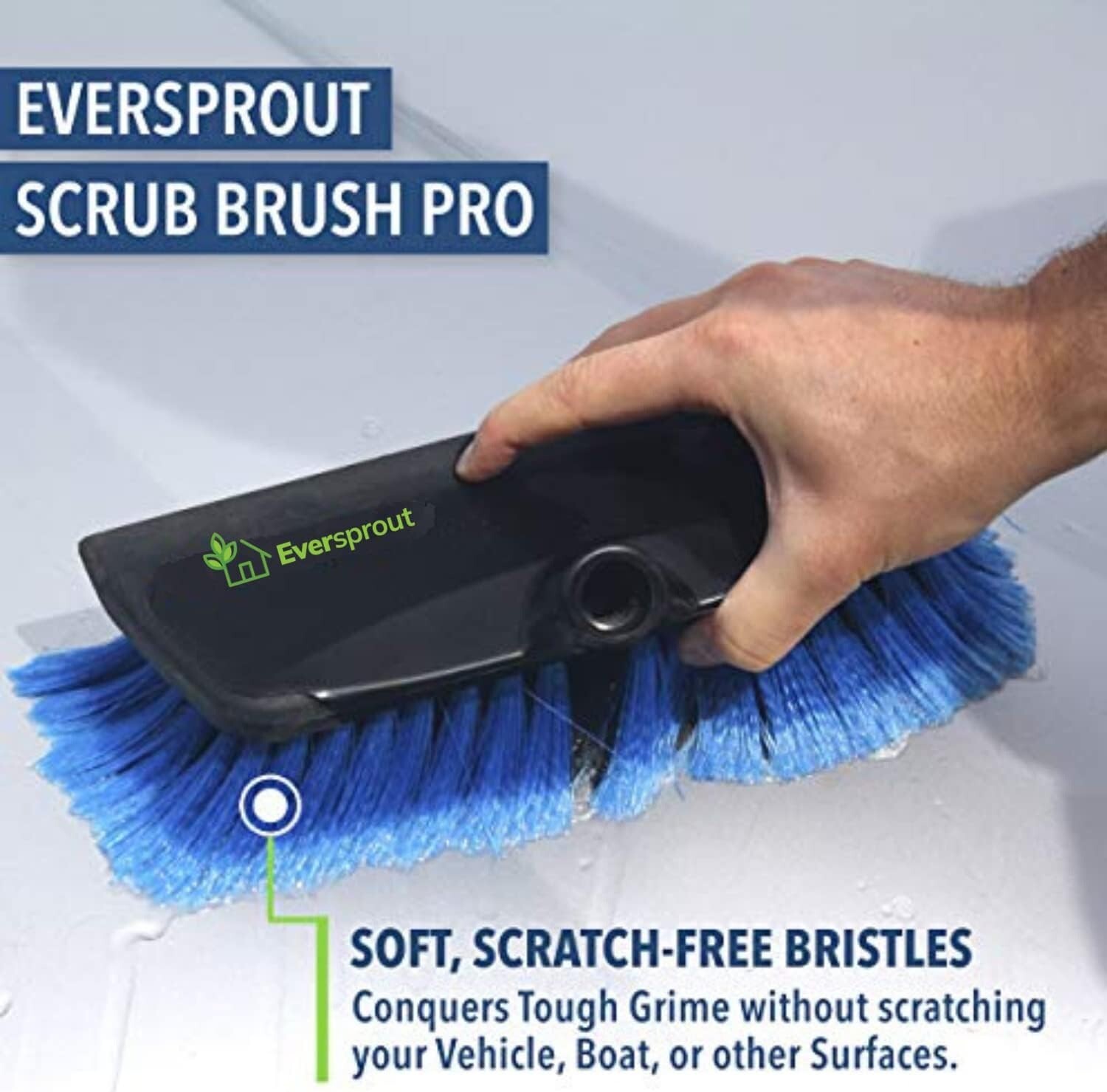 Ultra-Lightweight 1.5-to-3 ft Scrub Brush with Extension Pole - Soft Bristles...