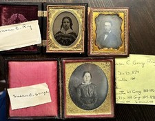 Lot of Antique Photo inc ID'd New Hampshire Girl 1840s Daguerreotype Union Case