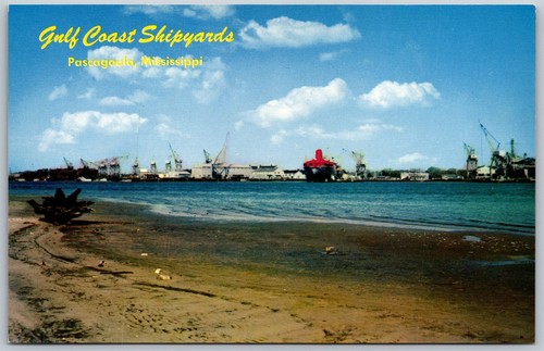 Vintage Pascagoula Mississippi MS Golfküste Ingalls Werften 1960er Ansicht Postkarte - Bild 1 von 2