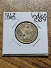 1863 Indian Head Cent Penny Nice Good Better Date Coin (Raw9201) (-T)