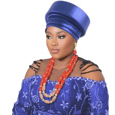 African Women Gele Headtie Turban Hat Nigerian Wedding Cap Head Wrap Headpiece