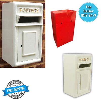 Rolson Wandmontage Gusseisen Briefkasten Postkasten creme British Mailbox