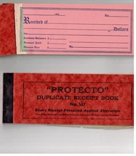 1940s Partial book of Protecto Duplicate Receipts