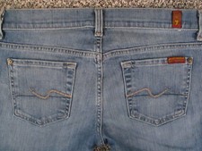 Seven 7 For All Mankind Jeans Womens 26 Blue Denim Crop Straight Leg 28x25