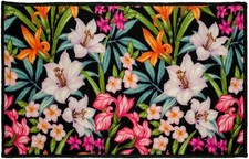 PRINTED EGYPTIAN NYLON RUG nonskid latex back 20"x30" FLORAL GARDEN,rec, KH