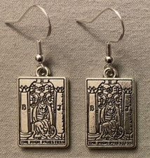 THE HIGH PRIESTESS TAROT CARD EARRINGS - Pewter with Sterling Silver Ear Wires