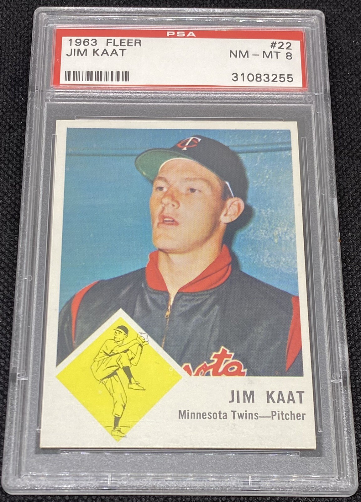 1963 Fleer Baseball Jim Kaat #22 Minnesota Twins PSA 8 NM-MT
