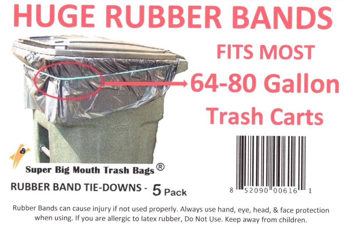 Unknown Super Big Mouth Trash Bags Rubber Bands 5pack Fits 64 80