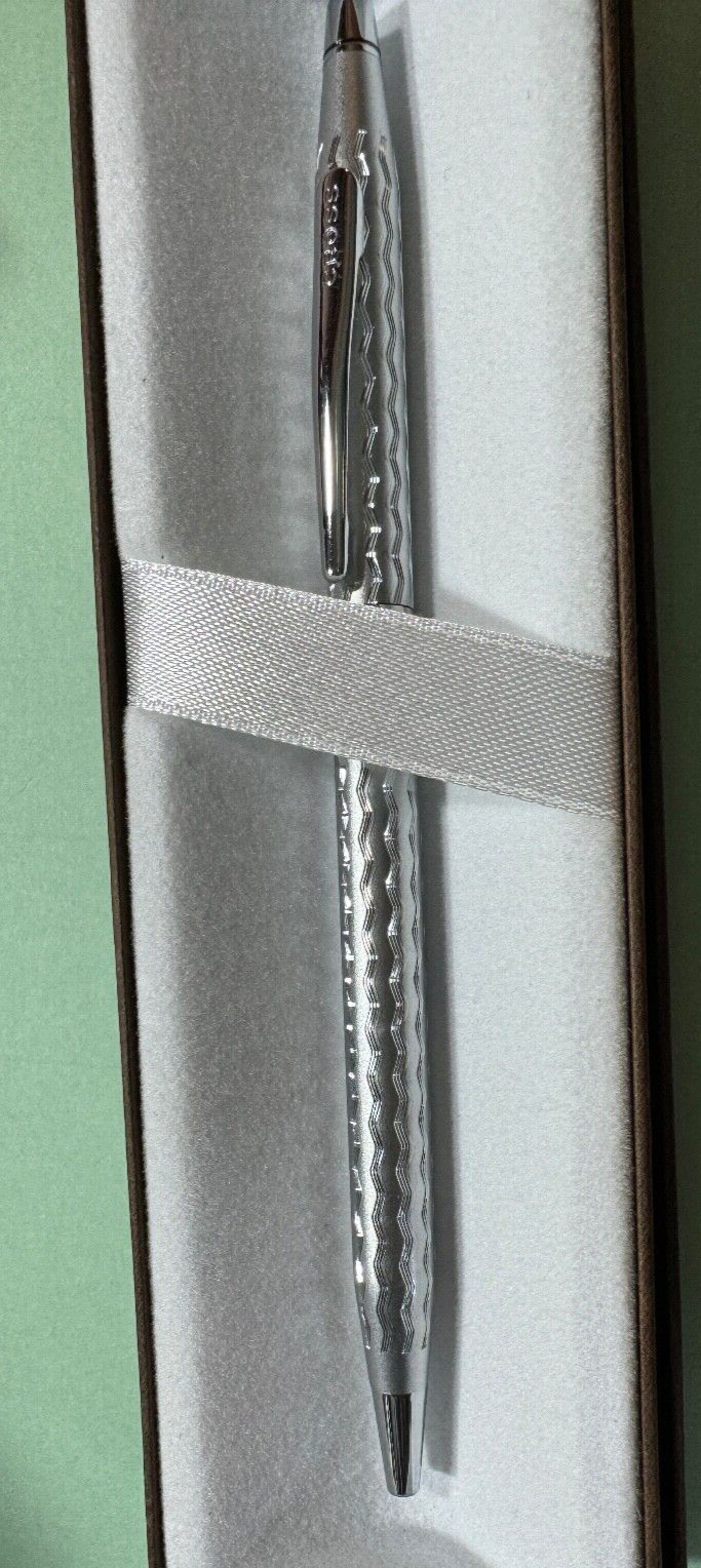 RARE CROSS Century Classic Deco Chrome Etched Ballpoint Pen New in Gift Box