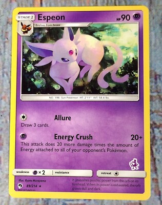 ESPEON Stage 1 Pokemon Card Lost Thunder 89/214 RARE 2018 | eBay ESPEON Stage 1 Pokemon Card Lost Thunder 89/214 RARE 2018 | eBay