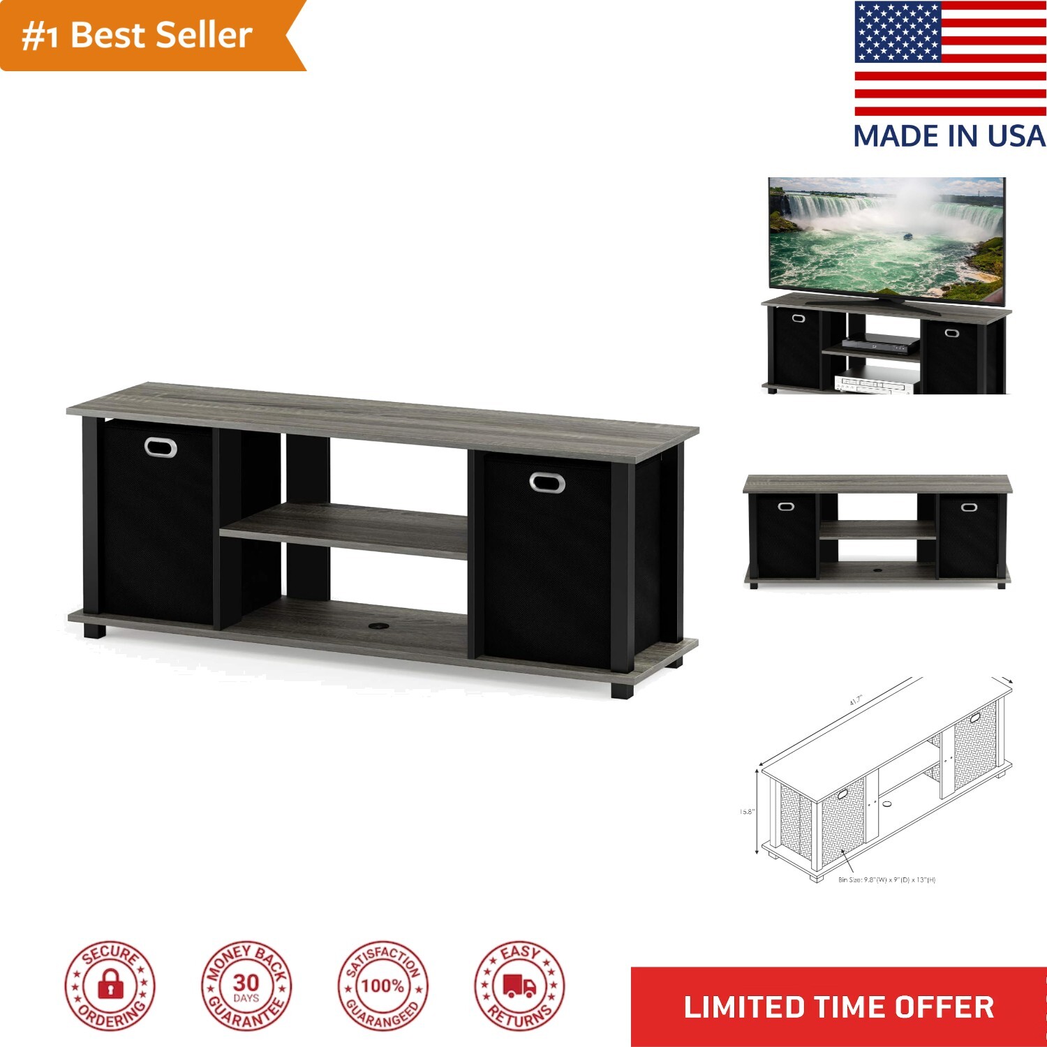 With Additional Storage - Fits Up To 48 Inch Tv - French Oak
