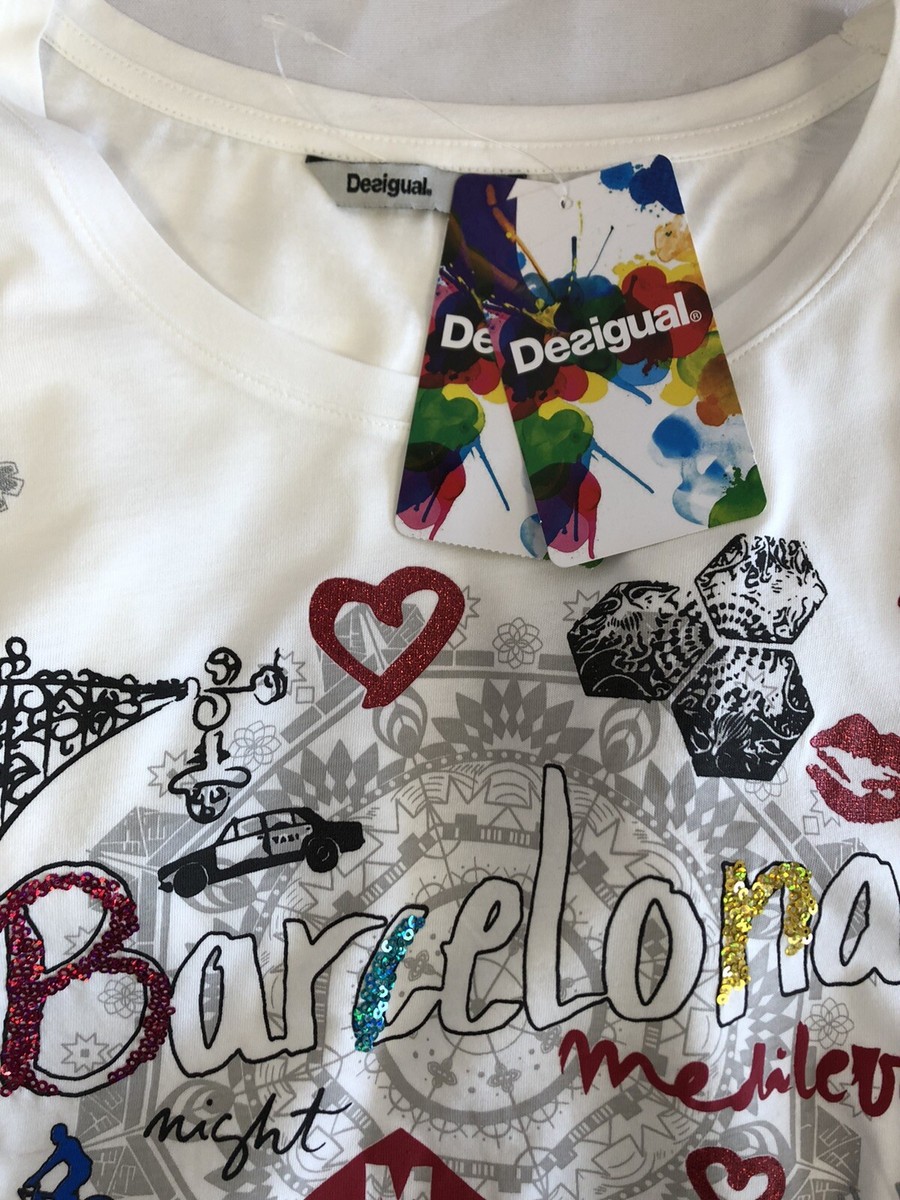 Haut Femme Desigual Réf 75T24E2 - Taille S Multicouleur - T-shirt Manches 3/4 Neuf Avec étiquettes