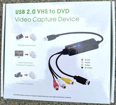 USB 2.0 One Touch Vhs to DVD Video Capture Device Multimedia New Open Box