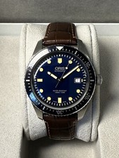 Oris Divers Sixty-Five Watch Ref 01 733 7720 4055 Blue Dial on Leather Strap