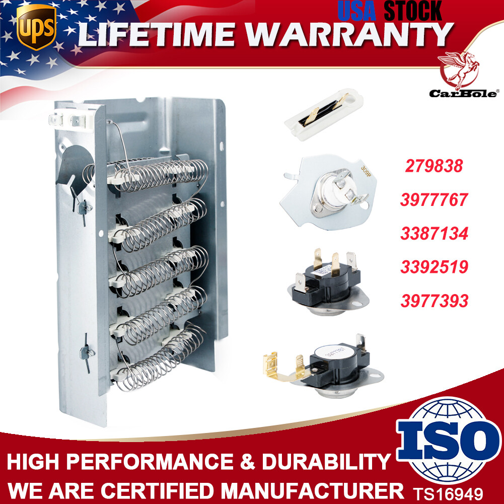 Dryer Heating Element Assembly Kit For Whirlpool 279838 &3977767