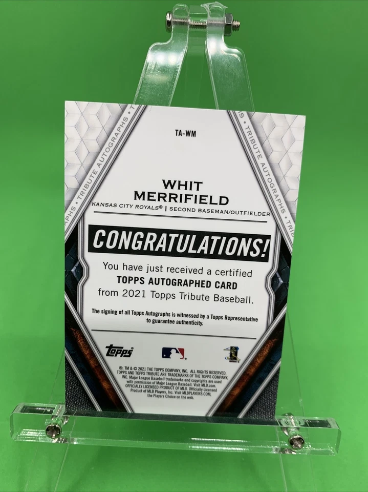 2021 Topps Tribute WHIT MERRIFIELD Royals Auto /99 Green - Image 3 of 4