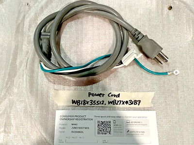 Power Cord WB18x35512, WB27X43187 for GE JVM3160EF9ES Microwave HM Shelf Or ROC