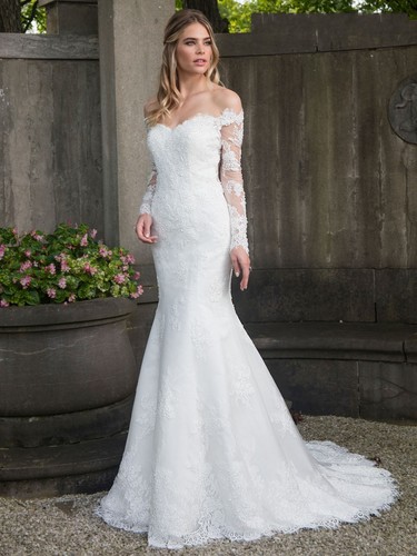 off shoulder long sleeve mermaid dress