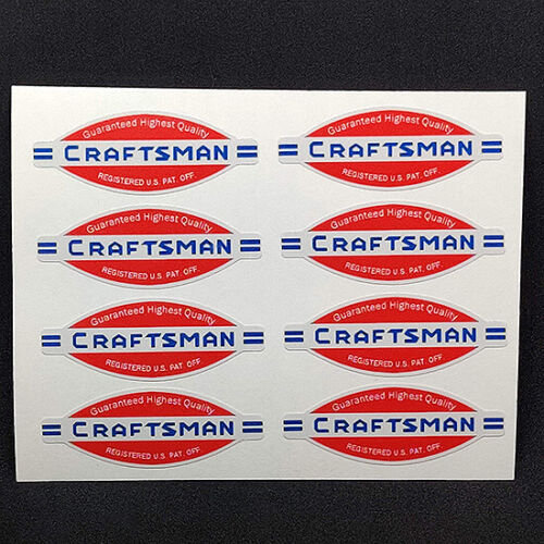 1.75 Inch 1950's CRAFTSMAN TOOLS x 8 Vintage Style DECAL, Vinyl STICKER - Picture 1 of 2